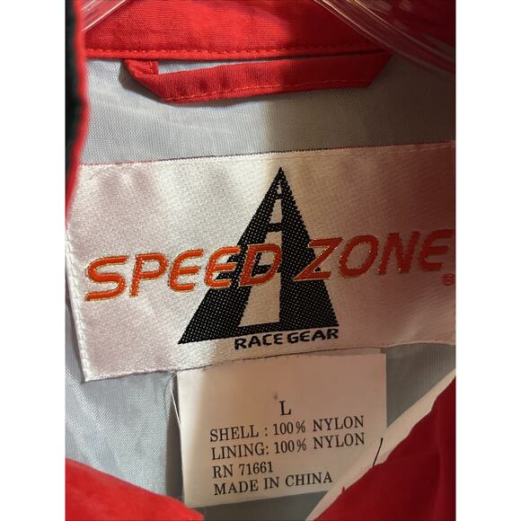 Speed Zone VTG Windbreaker Men L Jacket Red Black Shark Tooth Napa Racing Filter - Picture 3 of 13